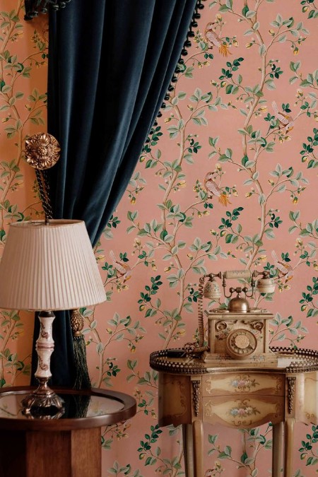 Birds Prosperity Rose - B00124 wallpaper Coordonné