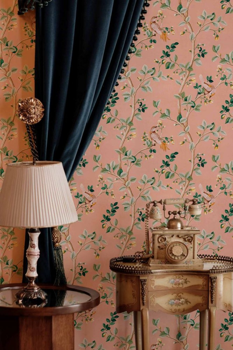 Birds Prosperity Rose - B00124 wallpaper Coordonné