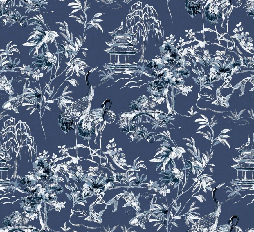 Ming Pagoda Navy - B00139 wallpaper Coordonné