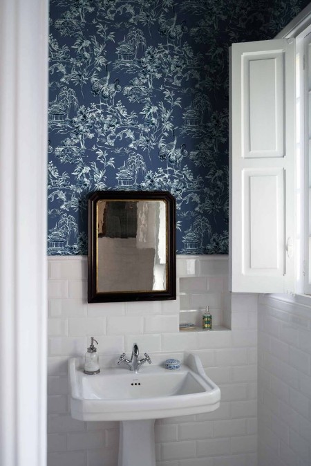 Ming Pagoda Navy - B00139 wallpaper Coordonné