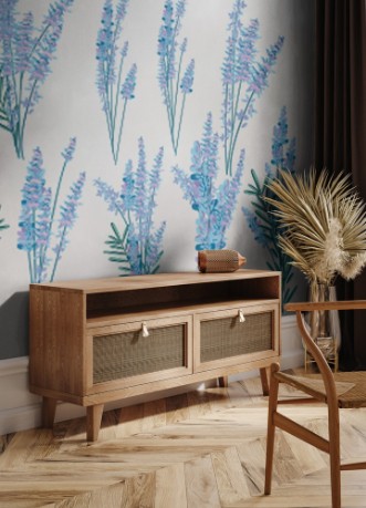 Big spring set of lavender flowers for design photowallpaper Scandiwall