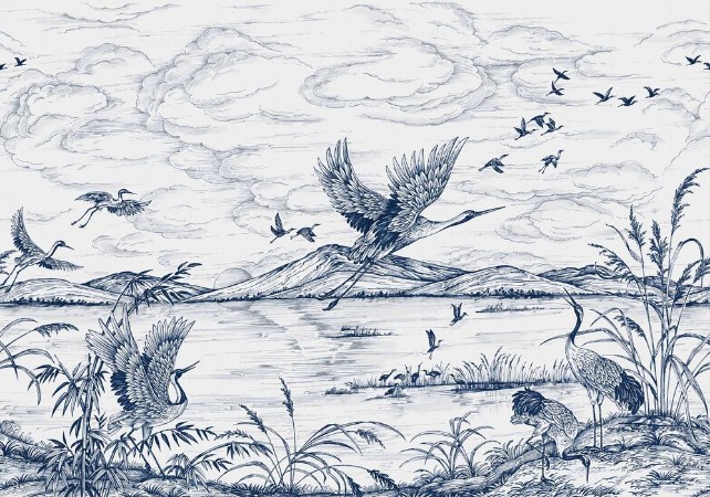 Heron´s Poetry  Sapphire - B00155 wallpaper Coordonné