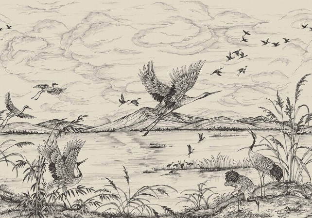 Heron´s Poetry Nacre - B00156 wallpaper Coordonné