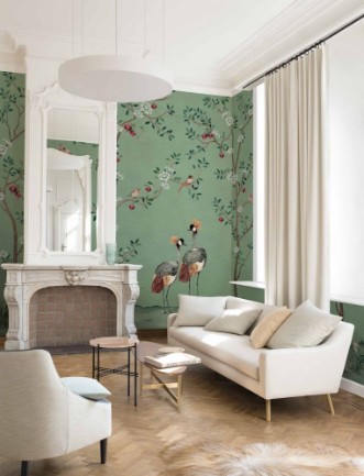 Crowned Crane  Turquoise - B00161 wallpaper Coordonné