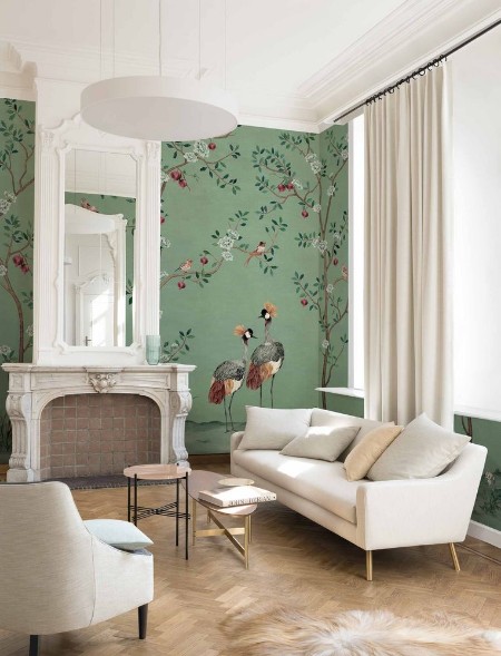 Crowned Crane  Turquoise - B00161 wallpaper Coordonné