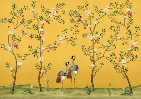 Crowned Crane Amber - B00162 wallpaper Coordonné