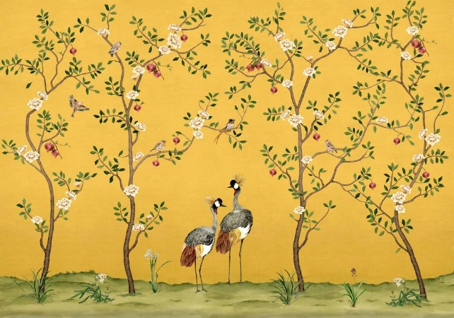 Crowned Crane Amber - B00162 wallpaper Coordonné