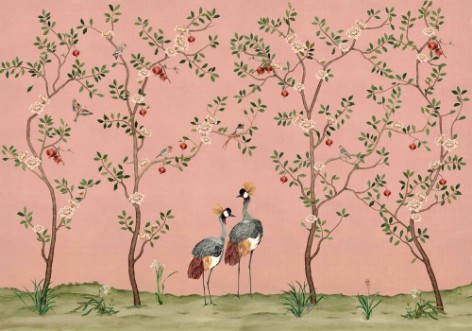 Crowned Crane Rose - B00163 wallpaper Coordonné