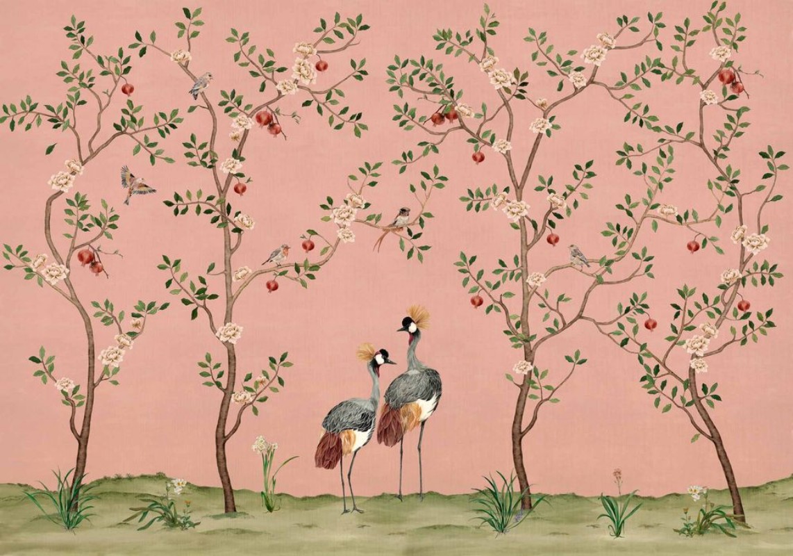 Crowned Crane Rose - B00163 wallpaper Coordonné