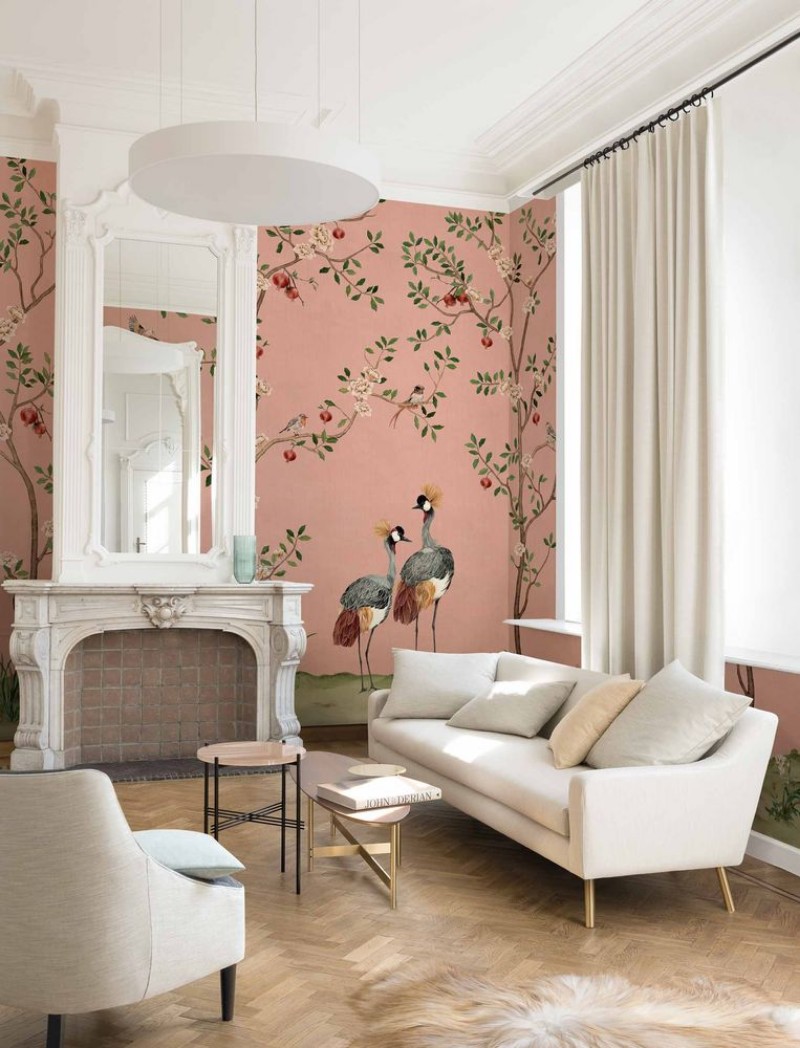 Crowned Crane Rose - B00163 wallpaper Coordonné