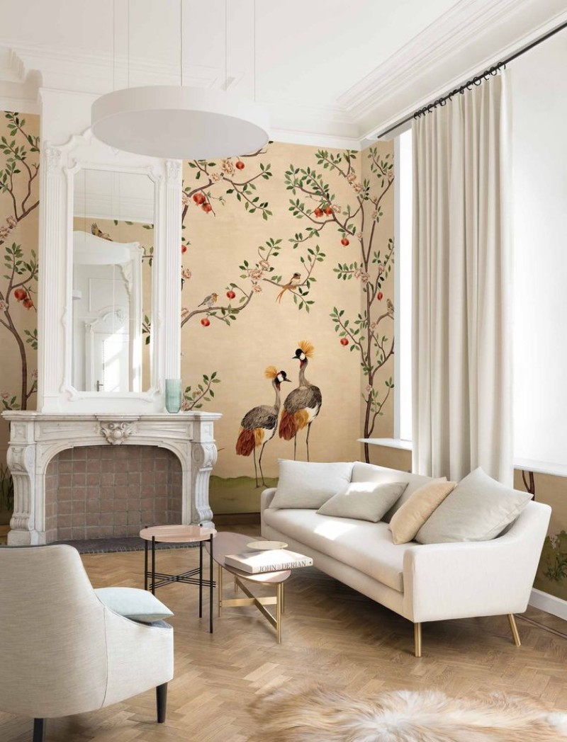 Crowned Crane Nacre - B00164 wallpaper Coordonné