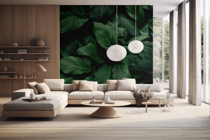 Green leaf texture photowallpaper Scandiwall