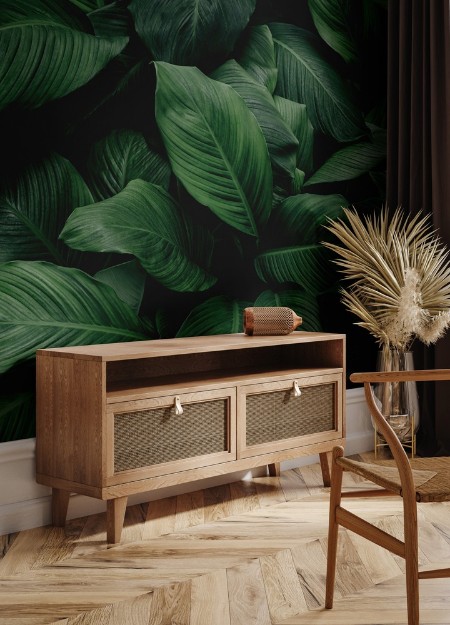 Green leaf texture photowallpaper Scandiwall