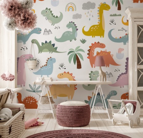 Dino Gathering photowallpaper Scandiwall