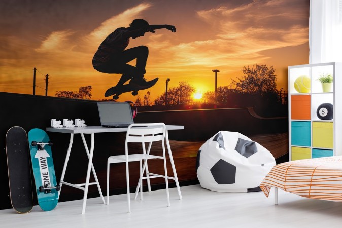Skate park at sunset photowallpaper Scandiwall