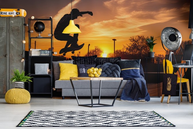 Skate park at sunset photowallpaper Scandiwall