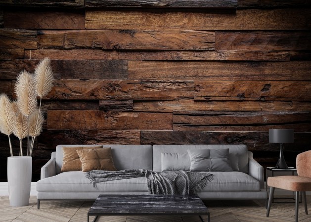 Design of dark wood background photowallpaper Scandiwall