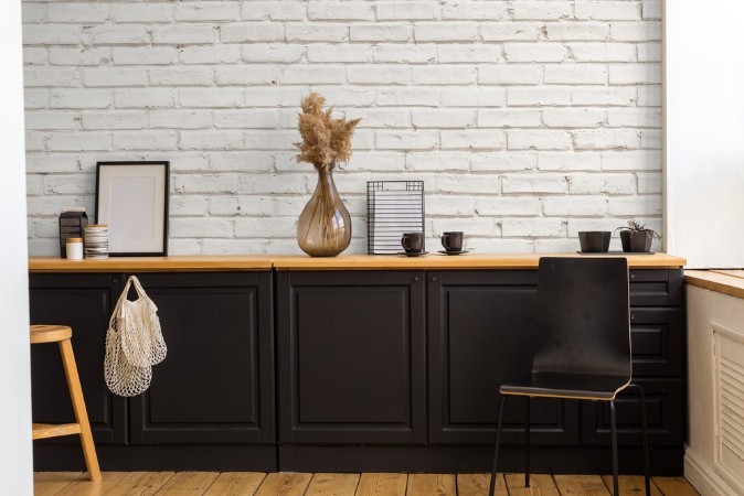 White brick wall background photowallpaper Scandiwall