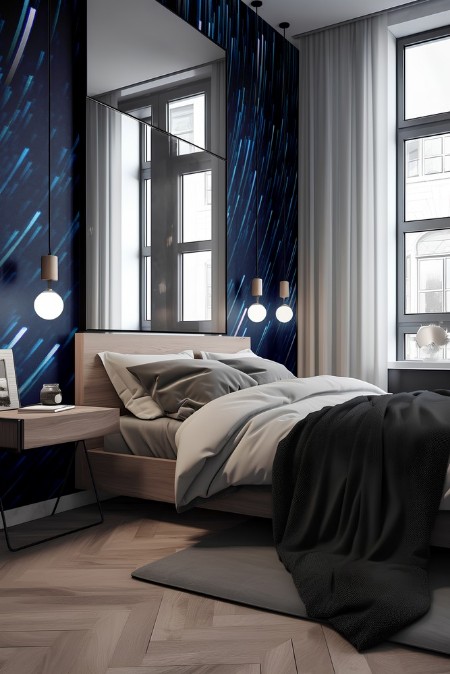 Track from the stars on the blue sky background photowallpaper Scandiwall