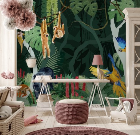 Jungle Party photowallpaper Scandiwall