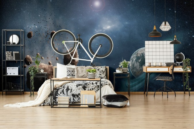 Cosmos Scene with Asteroid photowallpaper Scandiwall