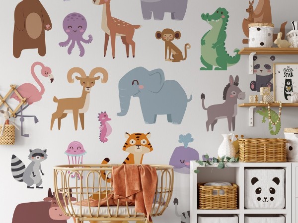 Cartoon Zoo photowallpaper Scandiwall
