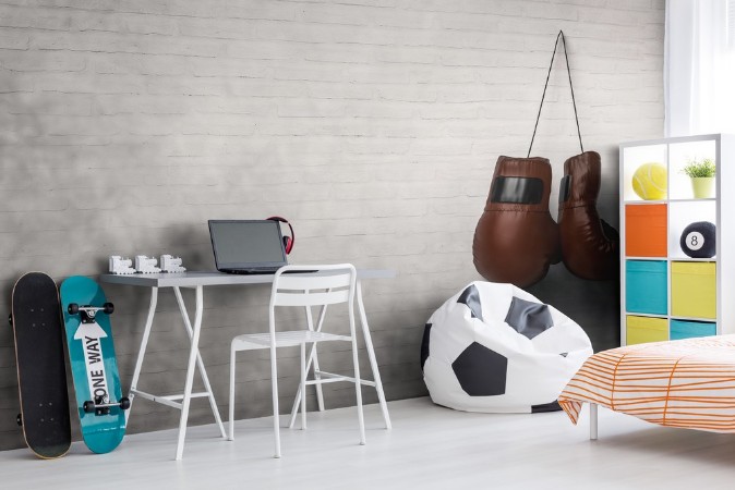 Boxing gloves on white wall photowallpaper Scandiwall