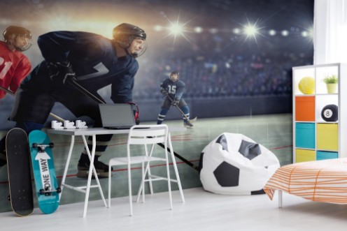 Hockey Player on Ice photowallpaper Scandiwall