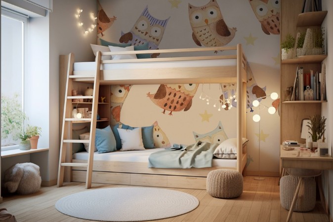 Happy Owls photowallpaper Scandiwall