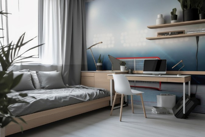 Ice Hockey Goal in Stadium photowallpaper Scandiwall