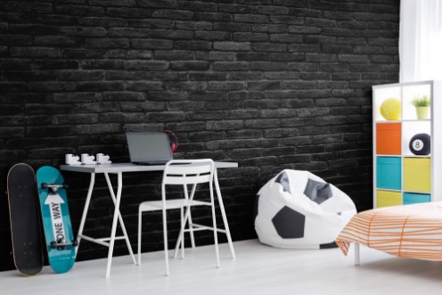 Charcoal Colored Brick Wall photowallpaper Scandiwall
