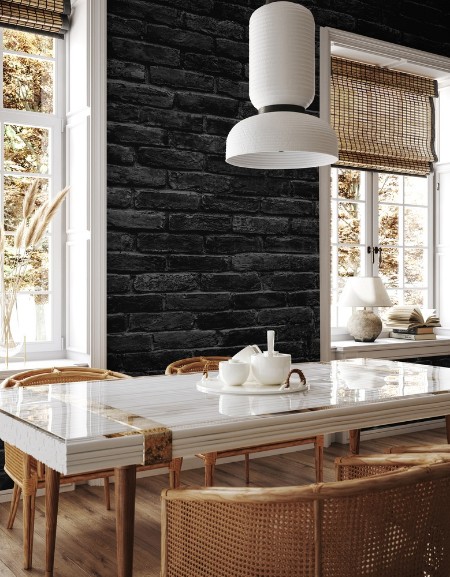 Charcoal Colored Brick Wall photowallpaper Scandiwall