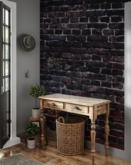 Black Brick Texture photowallpaper Scandiwall