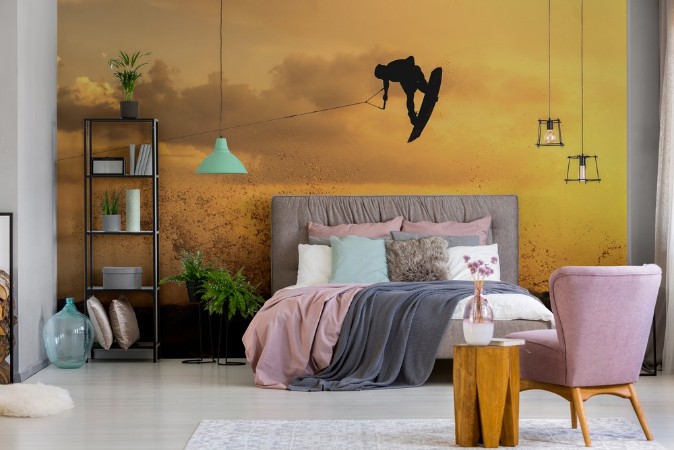 Wakeboarder Getting Air During Sunset photowallpaper Scandiwall