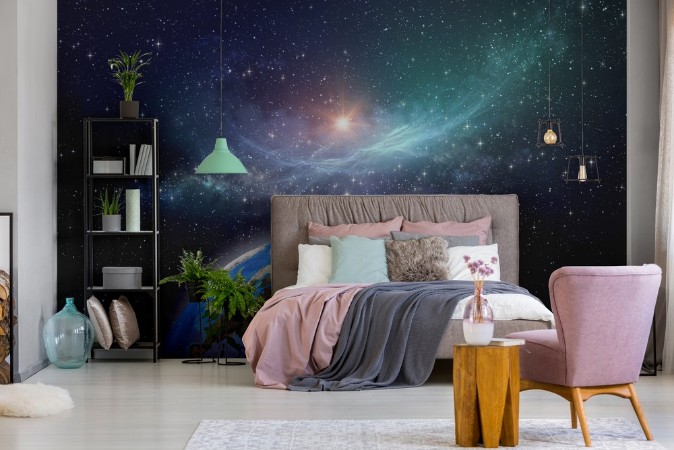 Planet Earth in Cosmic Space photowallpaper Scandiwall