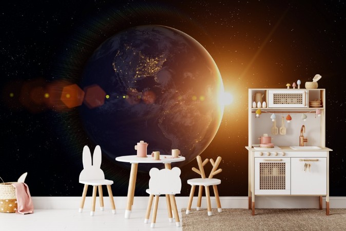 Sunrise from Space photowallpaper Scandiwall