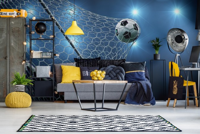 Football in Goal photowallpaper Scandiwall