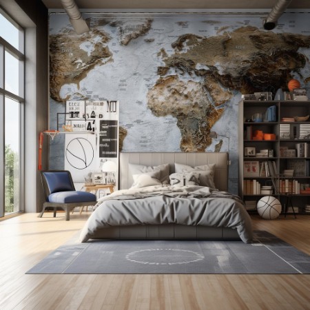 3D World map of the Earth photowallpaper Scandiwall