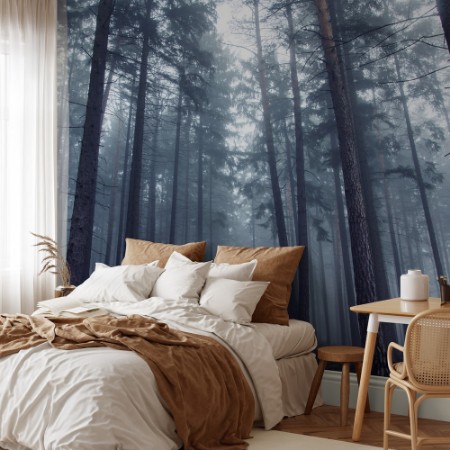 Mysterious Foggy Forest photowallpaper Scandiwall