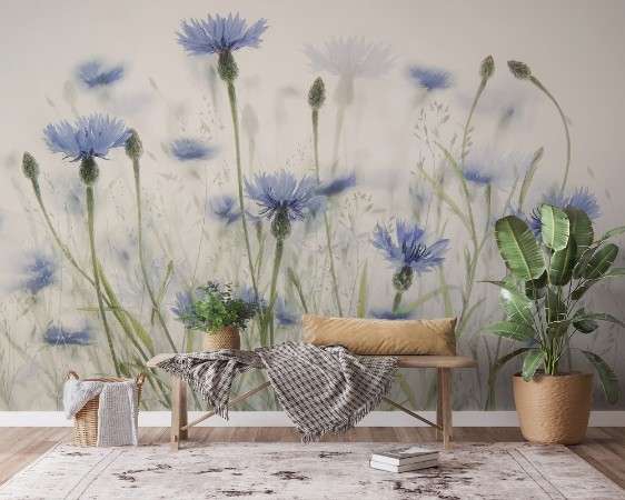 Cornflowers photowallpaper Scandiwall