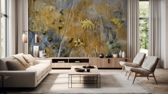 Golden Dandelion Dreams photowallpaper Scandiwall