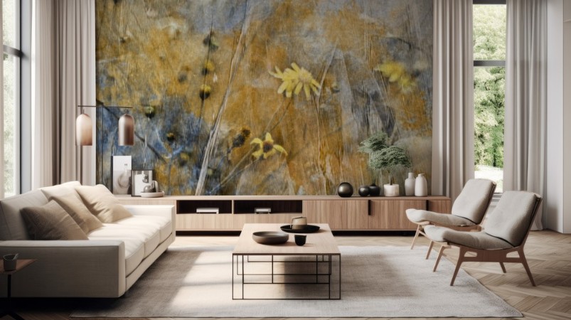 Golden Dandelion Dreams photowallpaper Scandiwall