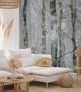 Silver branches photowallpaper Scandiwall