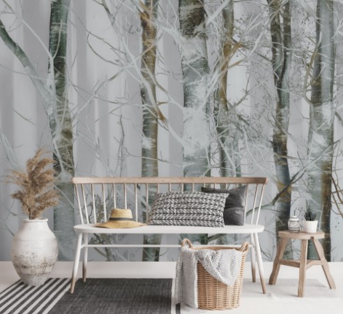 Silver branches photowallpaper Scandiwall