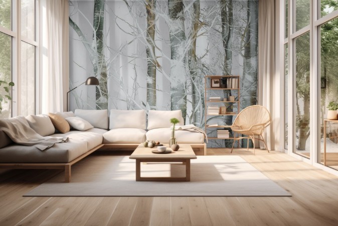 Silver branches photowallpaper Scandiwall