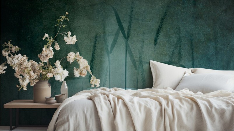 Grain in soft blue photowallpaper Scandiwall