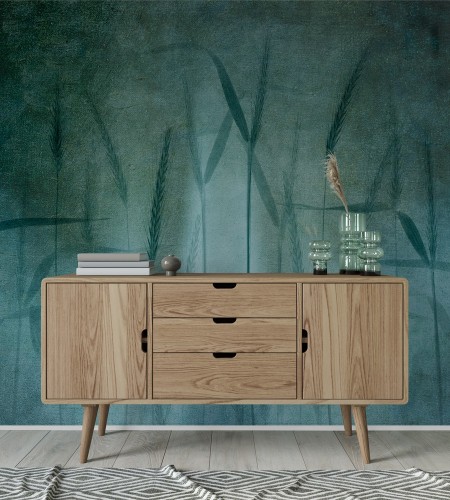 Grain in soft blue photowallpaper Scandiwall