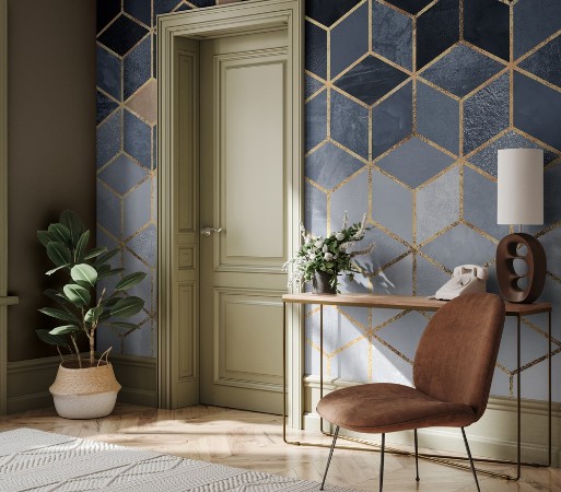 Soft Blue Gradient Cubes photowallpaper Scandiwall