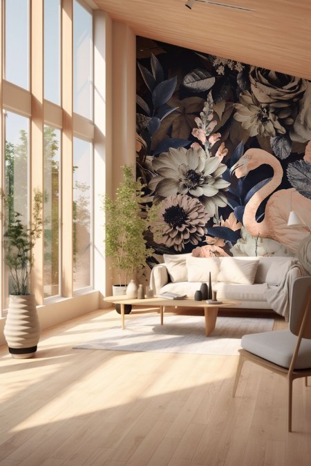 Flamingo Garden No4 photowallpaper Scandiwall