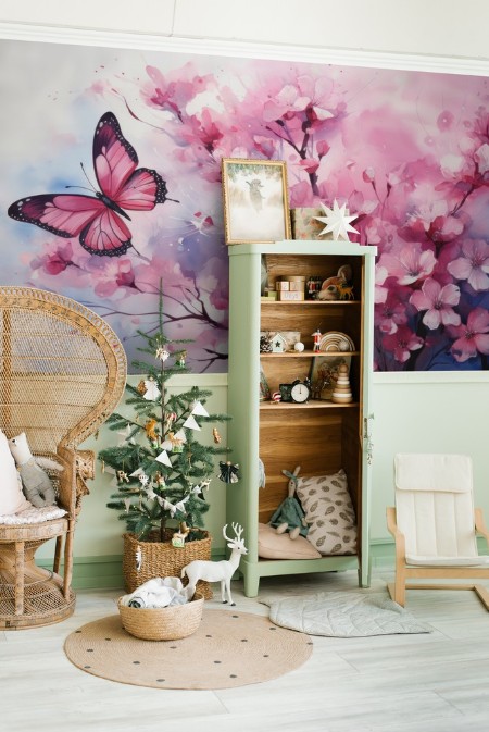 Cherry Butterfly photowallpaper Wallpassion